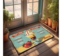 Paillasson de bienvenue pour entrée extérieure Motif fraises et vin Parfait : une friandise pour tous les âges ! Paillasson de cuisine rustique Décoration d'intérieur unique (40 x 60 cm)
