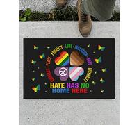 Paillasson De Bienvenue Rainbow Hippie Shamrock Hate n'a Pas De Maison Ici Gentillesse Paix Diversité Tapis Entrée Intérieur Lavable Machine Doux Tapis De Porte pour Jardin Extérieur 40X60Cm