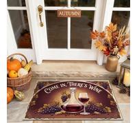 Paillasson de bienvenue rustique chic, motif verre à vin à raisin, bordeaux, antidérapant, décoration d'extérieur pour porte d'entrée, terrasse, 73,6 x 43,2 cm