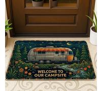 Paillasson de camping, tapis de porte pour extérieur, vintage, arbres, fleurs, vert d'été, antidérapant, tapis de bienvenue, décoration d'intérieur, pour entrée, porche, balcon, 73,6 x 43,2 cm