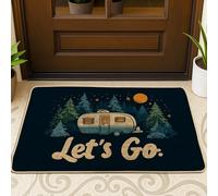 Paillasson de caravane de camping, bleu foncé, tapis de bienvenue pour extérieur et intérieur, décoration saisonnière, paillasson en caoutchouc antidérapant, contrôle de la poussière, entretien facile
