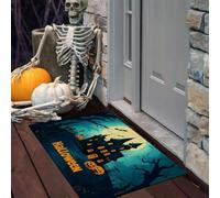 Paillasson De Château Arbre Mort Lanterne Citrouille Entrée Intérieur | Tapis De Halloween Sombre Antidérapant Anti-Poussière Décoration Extérieure Pour Porte D'entrée, Terrasse, 80 x 120 cm
