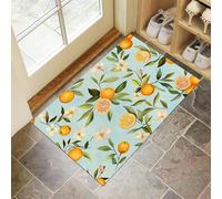 Paillasson de Fleur d'oranger - Style Rêve Tropical antidérapant - 50x80cm - Doux et Lavable - pour Porche, entrée, Douche, Maison, Chambre à Coucher, Salon - Bleu Clair
