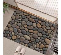 Paillasson de Galets Lisses - Style Minimalisme Naturel antidérapant - 60 x 90 cm - Doux et Lavable - pour Porche, entrée, Douche, Maison, Chambre à Coucher, Salon - Brun foncé