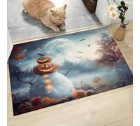 Paillasson de intérieur Guérison Des Ténèbres Noël, 50x80cm, Bonhomme De Neige Citrouille Nuit D'Hiver Tapis, doux, absorbant et antidérapant, pour la salle de bain, les buanderies, chambres
