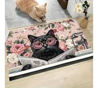 Paillasson de Le Chat lit Le Journal Animaux intéressants 45 x 75 cm, Tapis d'entrée Antidérapant et Absorbant, Paillassons Ultra-Fins et Lavables, Tapis pour Intérieur, Extérieur, Chambre