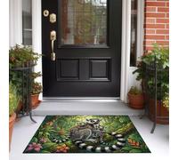 Paillasson De Lémurien À Queue Annelée De La Jungle 40 x 60 cm, Tapis De Naturalisme, Pour Décoration D'intérieur Intérieur, Lavable, Pour Couloir, Chambre à Coucher, Table De Chevet, Vert Foncé