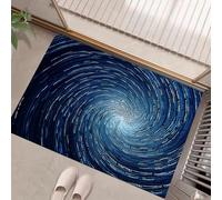 Paillasson de Lignes et Points - Style Résumé Moderne antidérapant - 50 x 80 cm - Doux et Lavable - pour Porche, entrée, Douche, Maison, Chambre à Coucher, Salon - Bleu