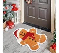 Paillasson de Noël - Antidérapant - Pour l'intérieur et l'extérieur - Antidérapant - Mignon - Pour décoration de Noël - Bonhomme en pain d'épices