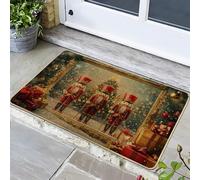 Paillasson de Noël Casse-noisette, rouge pour entrée extérieure et intérieure, décoration d'hiver, tapis d'entrée de Noël, lavable, antidérapant, 73,6 x 43,2 cm