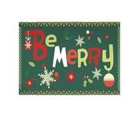 Paillasson de Noël d'intérieur vert 50 x 80 cm avec inscription « Merry Christmas » - Lavable en machine - Antidérapant - Tapis de sol de Noël pour l'intérieur - Tapis de bienvenue de Noël pour porte