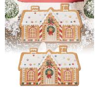 Paillasson de Noël en pain d'épices amusant, motif maison de pain d'épices, tapis de porte touffeté d'hiver, tapis de sol antidérapant et absorbant pour porche, salle de bain, intérieur et extérieur