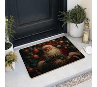 Paillasson de Noël rouge pour entrée extérieure et intérieure, décoration d'hiver festive, caoutchouc antidérapant, lavable pour porte d'entrée de Noël, 73,6 x 43,2 cm