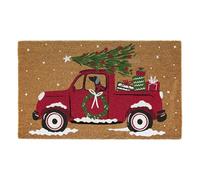 Paillasson de Noël - Tapis antidérapant avec motif arrière pour voiture, camion rouge transportant des tapis de bienvenue perr l'arbre de Noël | Tapis de porte d'entrée tapis pour entrée