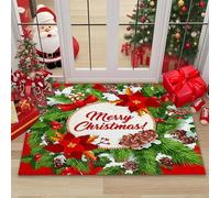 Paillasson de Noël, Tapis de Sol de Noël, Tapis de Bain Antidérapant, Tapis D'entrée Noël, Paillasson Absorbant, Décoration Noël Tapis, Motif de No-ël Tapi pour Entrée Bain Chambre Cuisine Salon (M5)