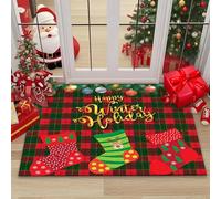 Paillasson de Noël, Tapis de Sol de Noël, Tapis de Bain Antidérapant, Tapis D'entrée Noël, Paillasson Absorbant, Décoration Noël Tapis, Motif de No-ël Tapi pour Entrée Bain Chambre Cuisine Salon (M6)