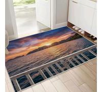 Paillasson De Océan Coucher De Soleil Îles 80 x 120 cm, Tapis De Paysage Marin De Rêve, Pour Décoration D'intérieur Intérieur, Lavable, Pour Couloir, Chambre à Coucher, Table De Chevet, Orange