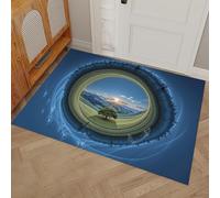 Paillasson de Planète Prairie - Style Style 3D antidérapant - 45 x 75 cm - Doux et Lavable - pour Porche, entrée, Douche, Maison, Chambre à Coucher, Salon - Bleu-Vert