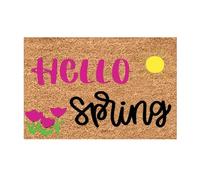 Paillasson de printemps 2026 - Paillasson amusant et mignon - Bienvenue amis - Amusant pour le festival de Pâques - Bonjour printemps (D, taille unique)