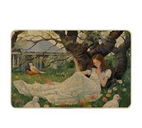 Paillasson de printemps - Beau arbre de fille - Rustique - Oiseau floral - Plante - En caoutchouc absorbant - Antidérapant - Pour intérieur, maison, garage, cuisine - Lavable - 43,2 x 73,7 cm