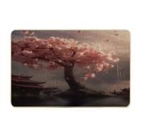 Paillasson de printemps de style chinois, maison ancienne, scène d'ambiance arbre, floral, beau caoutchouc rose, attrape-saleté, décorations de bureau, dortoir, salle de classe, piscine, garage