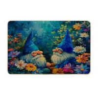 Paillasson de printemps psychédélique peinture à l'huile feuilles floral botanique bleu jaune caoutchouc anti-saleté décorations bureau dortoir salle de classe piscine garage maison lavable absorbant