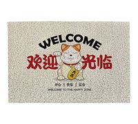 Paillasson de Style Chinois,avec Caractères Chinois Tapis de Bienvenue pour l'entrée à l'intérieur l'extérieur,Déménagement dans Une Nouvelle Maison,Décoration de Maison,Patio (Blanc,70x90cm)