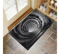 Paillasson de Tunnel en Spirale - Style Illusion d'optique antidérapant - 40 x 60 cm - Doux et Lavable - pour Porche, entrée, Douche, Maison, Chambre à Coucher, Salon - Gris-Noir