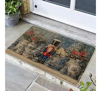 Paillasson de vacances motif casse-noisette, tapis de Noël bleu pour intérieur et extérieur, décoration d'hiver rustique, antidérapant, lavable pour entrée festive, 73,6 x 43,2 cm