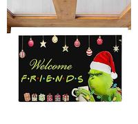 Paillasson décoratif de Noël - Tapis de Noël - Tapis de Bienvenue extérieur Grinchs - Tapis de Porte d'entrée Mignon de Dessin animé - Tapis de Sol antidérapant Moderne Amusant pour Cuisine et Salle
