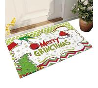 Paillasson décoratif de Noël - Tapis de Noël - Tapis de Bienvenue extérieur Grinchs - Tapis de Porte d'entrée Mignon de Dessin animé - Tapis de Sol antidérapant Moderne Amusant pour Cuisine et Salle