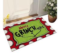 Paillasson décoratif de Noël - Tapis de Noël - Tapis de Bienvenue extérieur Grinchs - Tapis de Porte d'entrée Mignon de Dessin animé - Tapis de Sol antidérapant Moderne Amusant pour Cuisine et Salle