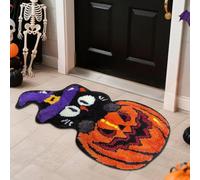 Paillasson décoratif d'Halloween - Motif citrouille fantômes - Décoration intérieure et extérieure - Décoration d'Halloween - Paillasson horreur - Tapis de salle de bain antidérapant - Décoration de