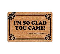 Paillasson décoratif d'intérieur non tissé avec inscription « I'm So Glad You Came » - 60 x 40 cm - Lavable en machine
