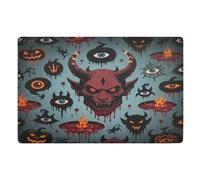 Paillasson décoratif Happy Halloween Diable noir pour entrée extérieure, intérieur et extérieur, 81,3 x 50,8 cm, envers en caoutchouc antidérapant, extra pour les vacances, entrée, porche extérieur