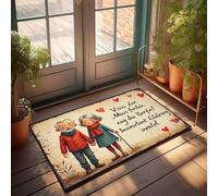 Paillasson décoratif pour entrée avant Love Story : Un couple de personnes âgées voyage réconfortant pour votre chambre Accessoires pour homme (50 x 80 cm)