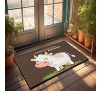 Paillasson décoratif pour entrée sur le devant de la vache : presque trop mignon pour vivre délicieusement - Tapis de décoration pour homme - Tapis de décoration pour dormir sur le sol (65 x 90 cm)
