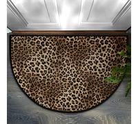 Paillasson demi-cercle en peau de léopard antidérapant et absorbant pour couloir, entrée, salon, chambre à coucher, décoration d'intérieur, 76 x 45 cm