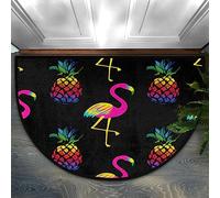 Paillasson demi-rond, motif ananas aquarelle, antidérapant, tapis en demi-cercle, lavable et durable, décoration d'intérieur, tapis en demi-lune pour sol, intérieur, extérieur, salon, chambre à