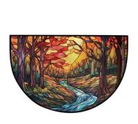 Paillasson Demi-Rond pour entrée extérieure, Grand Tapis d'entrée coloré avec Peinture sur Verre au Coucher du Soleil, Tapis de Porte d'entrée Semi-Circulaire pour Garage, Patio, Haut (C, 40x60cm)