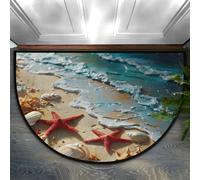 Paillasson demi-rond sur le thème de la plage, étoile de mer, vie marine, tapis antidérapant en demi-cercle lavable, décoration de porche, tapis de sol en demi-lune pour intérieur et extérieur, tapis