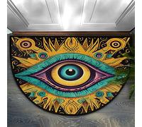 Paillasson demi-rond, tapis de salle de bain absorbant, style rétro, antidérapant, tapis d'intérieur pour porte, décoration contre le mauvais œil, 45,7 x 76,2 cm