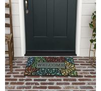 Paillasson d'entr e Mohawk Home 1,5' x 2,5' Paillasson toutes saisons Ext rieur antid rapant Caoutchouc recycl Bienvenue Vitrail Fleuron