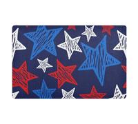 Paillasson d'entrée absorbant avec motif drapeau américain du 4 juillet, joli bleu - 81,3 x 50,8 cm - envers en caoutchouc antidérapant - Tapis d'entrée absorbant pour la maison, la ferme, la cuisine
