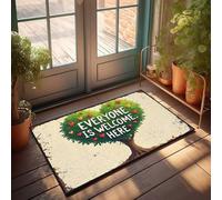Paillasson d'entrée Arbre de cœurs : Everyone Is Welcome Here Paillasson Bienvenue Tapis de bienvenue Porte d'entrée Décoration de chambre extérieure pour homme (40 x 60 cm)