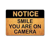 Paillasson d'entrée avec inscription « Smile You are On Camera Hello » (23,6 x 40 cm) en tissu non tissé avec un dos en caoutchouc antidérapant - Cadeau amusant - Pour intérieur/extérieur