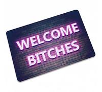 Paillasson d'entrée avec inscription « Welcome Bitches » - Tapis de porte pour entrée, entrée avant, tapis de bienvenue pour porte de cour, entrée de garage, 45 x 79,5 cm - Rose marron