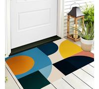 Paillasson D'Entrée,Bleu Jaune Cercle Rectangle Tapis De Bienvenue,40X60Cm Tapis D'Entrée Antidérapant pour Intérieur Et Extérieur Géométrie Minimaliste Motif 3D pour Cuisine