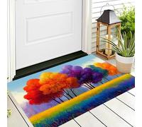 Paillasson D'Entrée,Couleur Grand Arbre Lumineux Tapis De Bienvenue,70X100Cm Tapis D'Entrée Antidérapant pour Intérieur Et Extérieur Paysages Colorés Motif 3D pour Cuisine