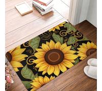Paillasson d'entrée d'intérieur et d'extérieur 40,6 x 61 cm antidérapant - Beau tapis d'entrée tournesol absorbant et résistant à la saleté pour entrée, intérieur, terrasse
